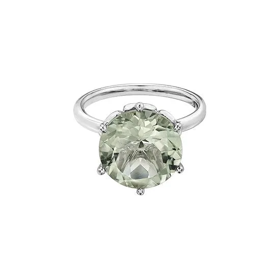 10K White Gold (12mm) Green Amethyst Ladies Ring