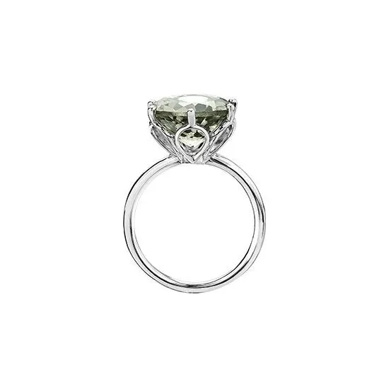 10K White Gold (12mm) Green Amethyst Ladies Ring