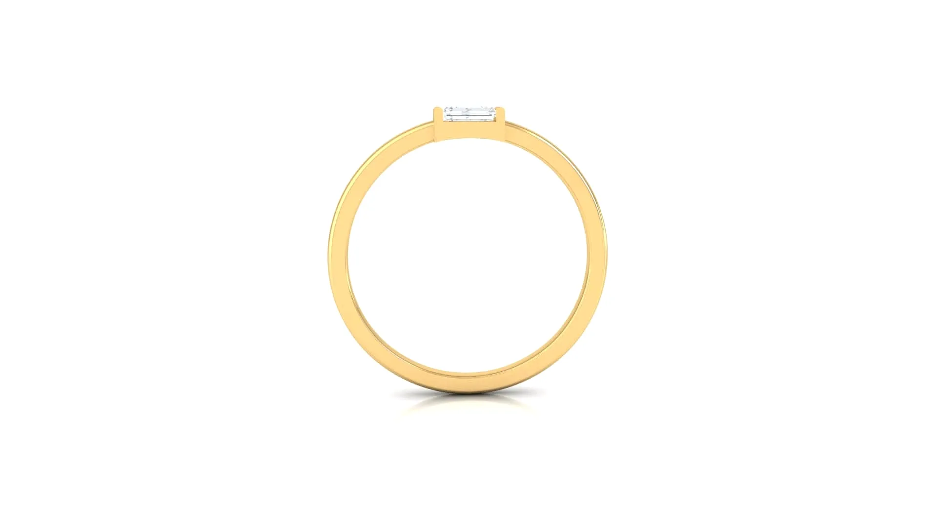 14K & 18K Gold Band with Single Diamond, Lab Grown