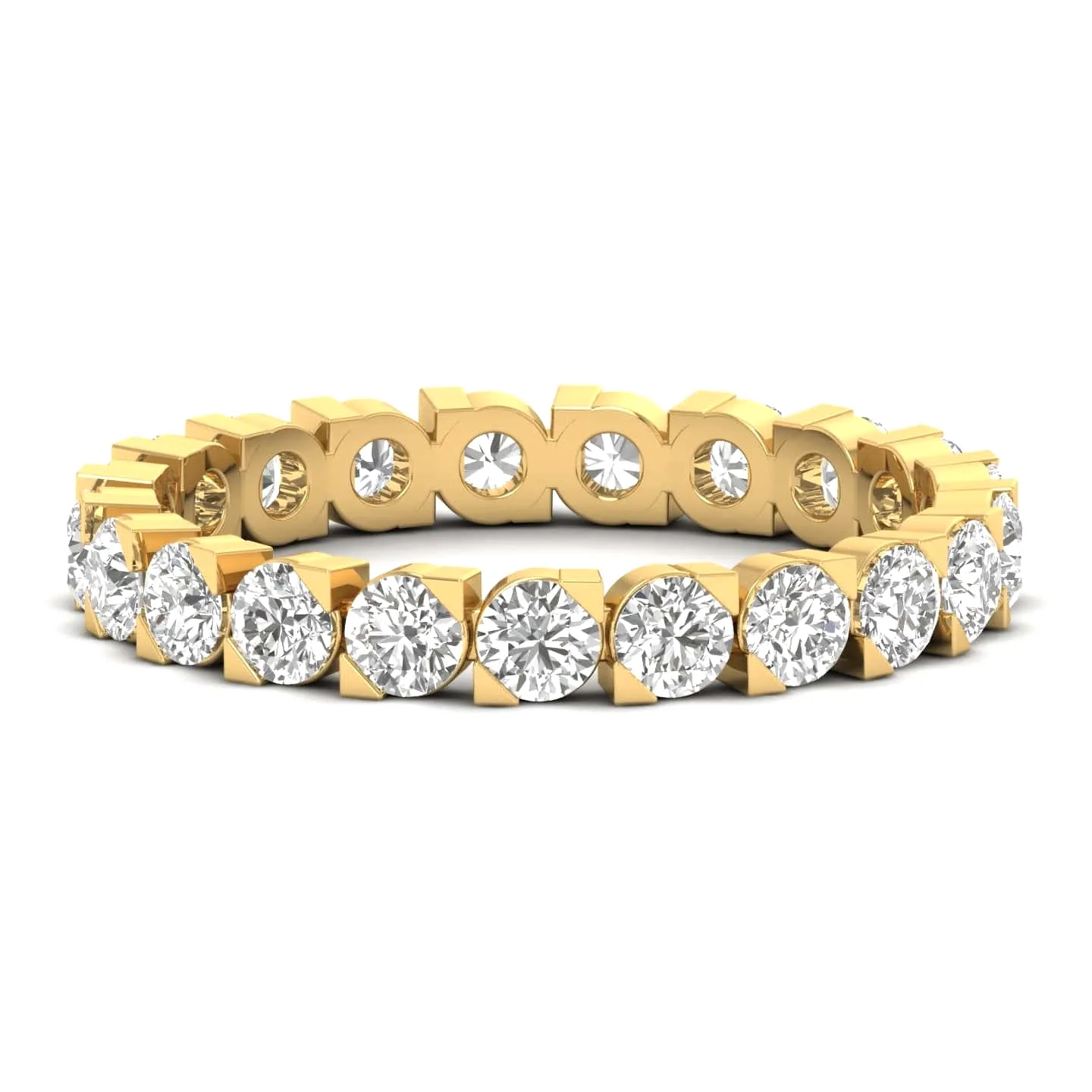 14K & 18K Gold Round Diamond Eternity Ring, Eye Setting, Lab Grown