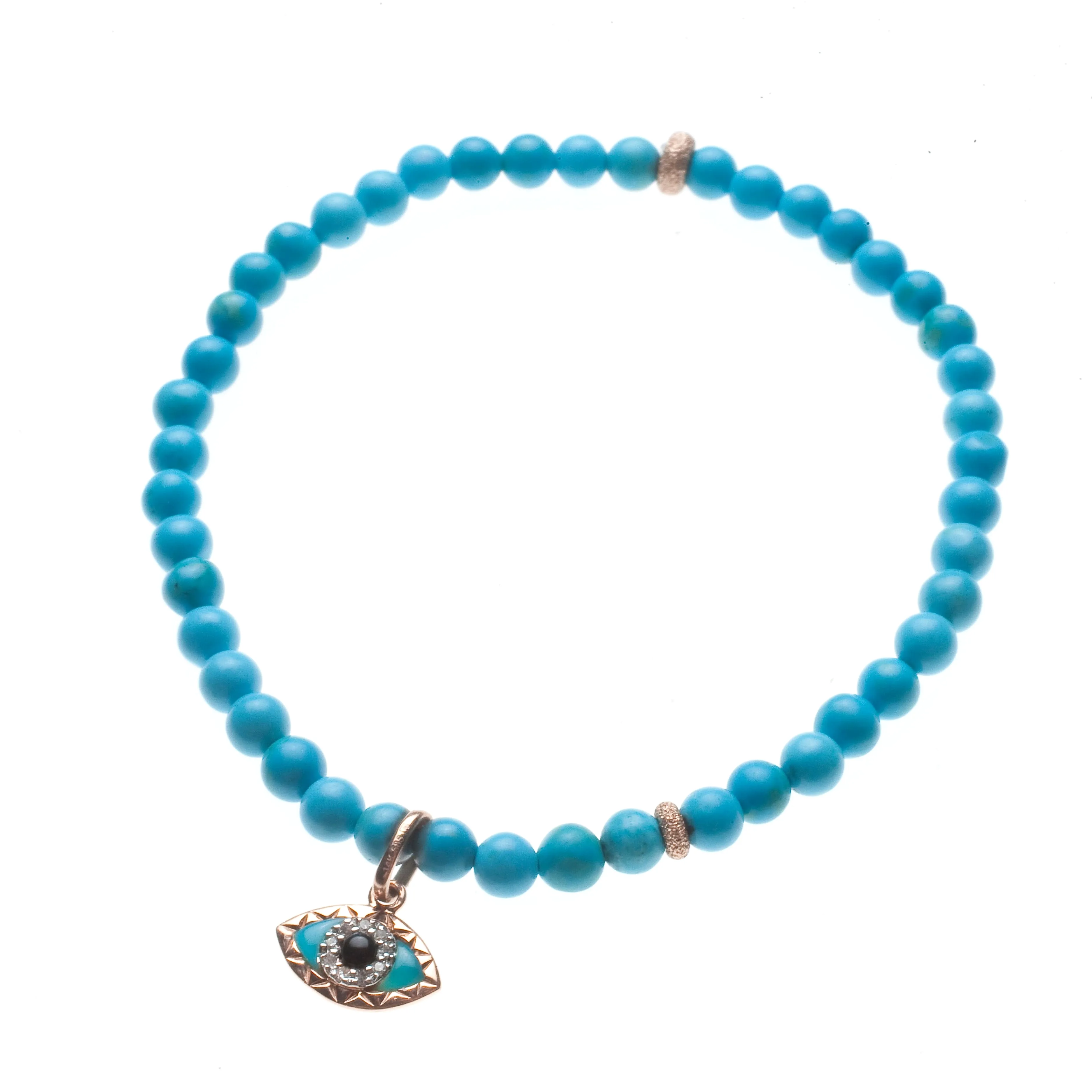 14K Gold Evil Eye with Diamonds and Turquoise