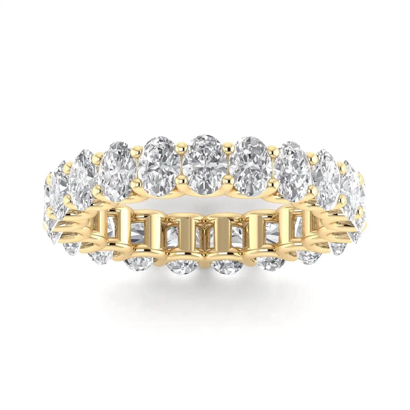 14K Gold Oval Diamond Eternity Band, Lab Grown