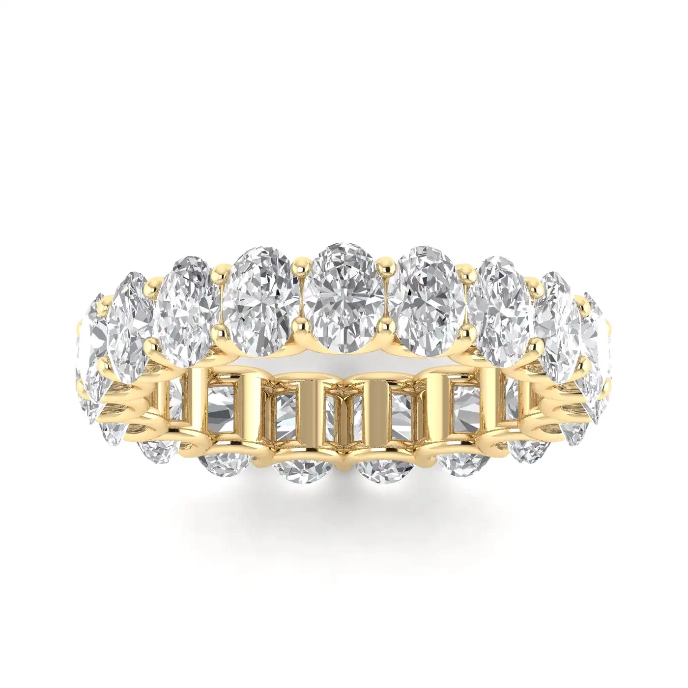 14K Gold Oval Diamond Eternity Band, Lab Grown