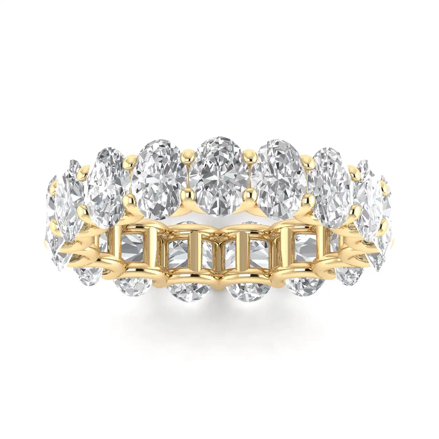 14K Gold Oval Diamond Eternity Band, Lab Grown