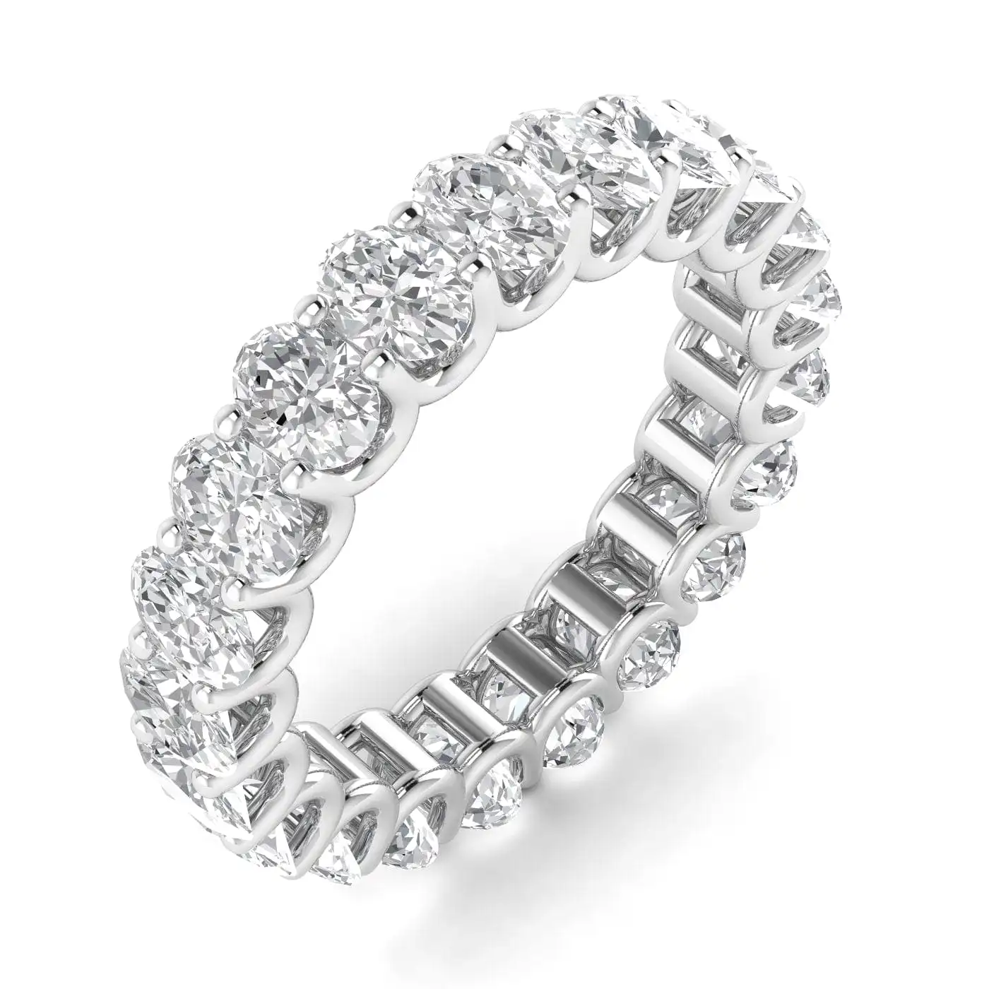 14K Gold Oval Diamond Eternity Band, Lab Grown