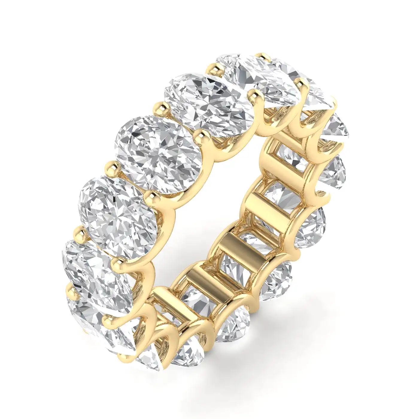 14K Gold Oval Diamond Eternity Band, Lab Grown