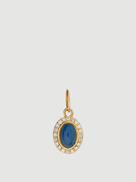 14k Yellow Gold with Labradorite Cabochon & Diamonds Charm