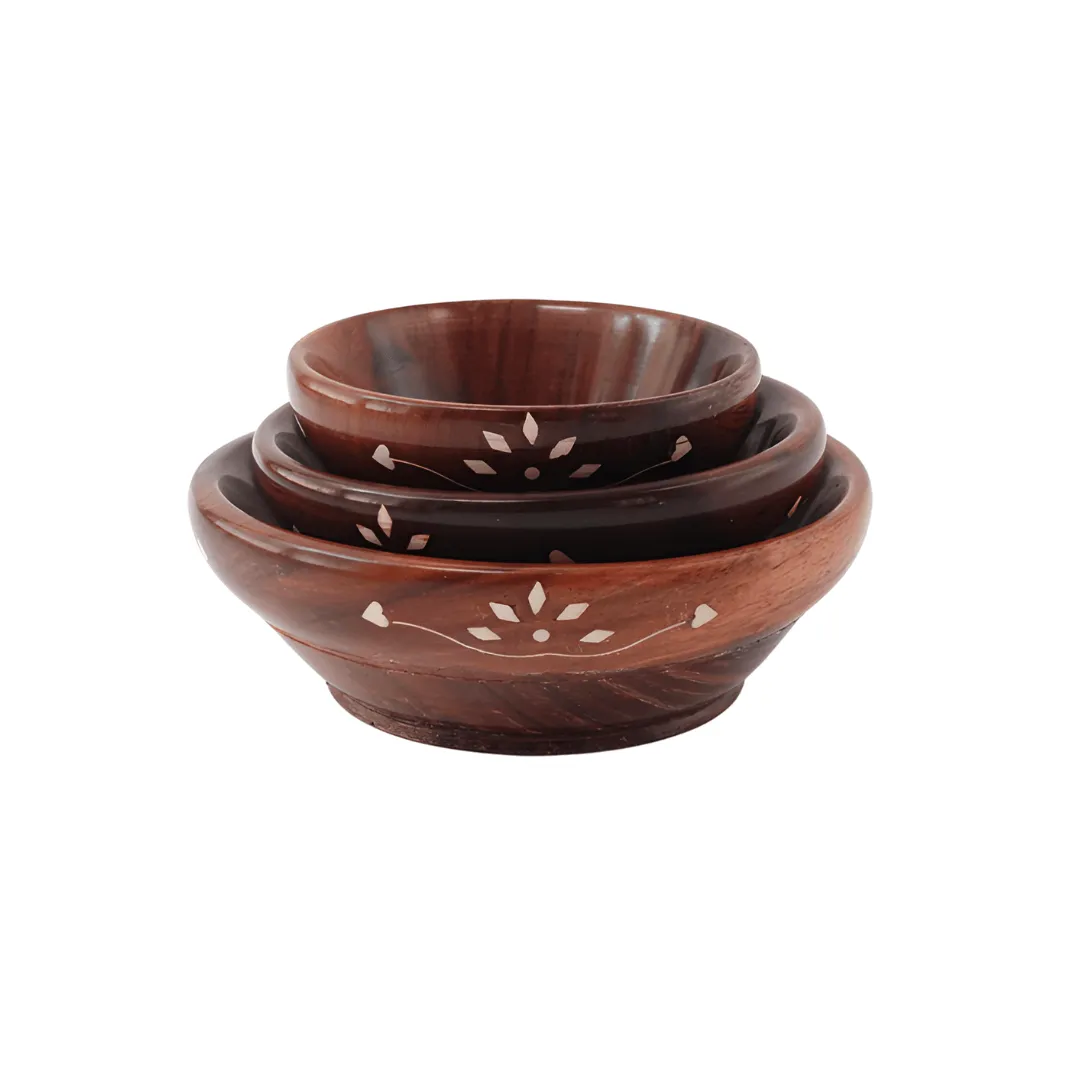 3 Pieces Wooden Bowl Set