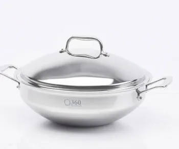 5Qt Stainless Steel INDUCTION Wok w/Cover USA Made by 360 Cookware