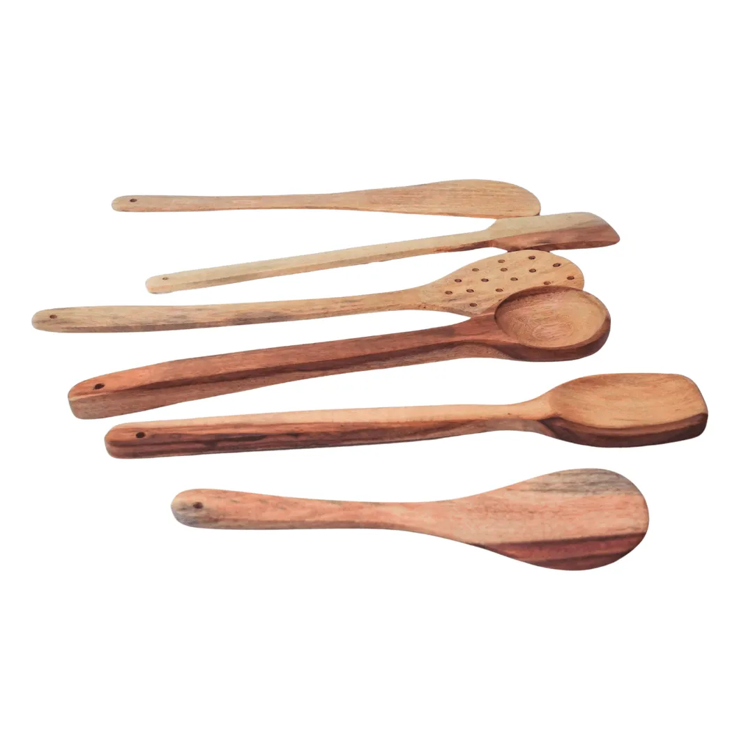 6 Piece Wooden White Spoons (Big)