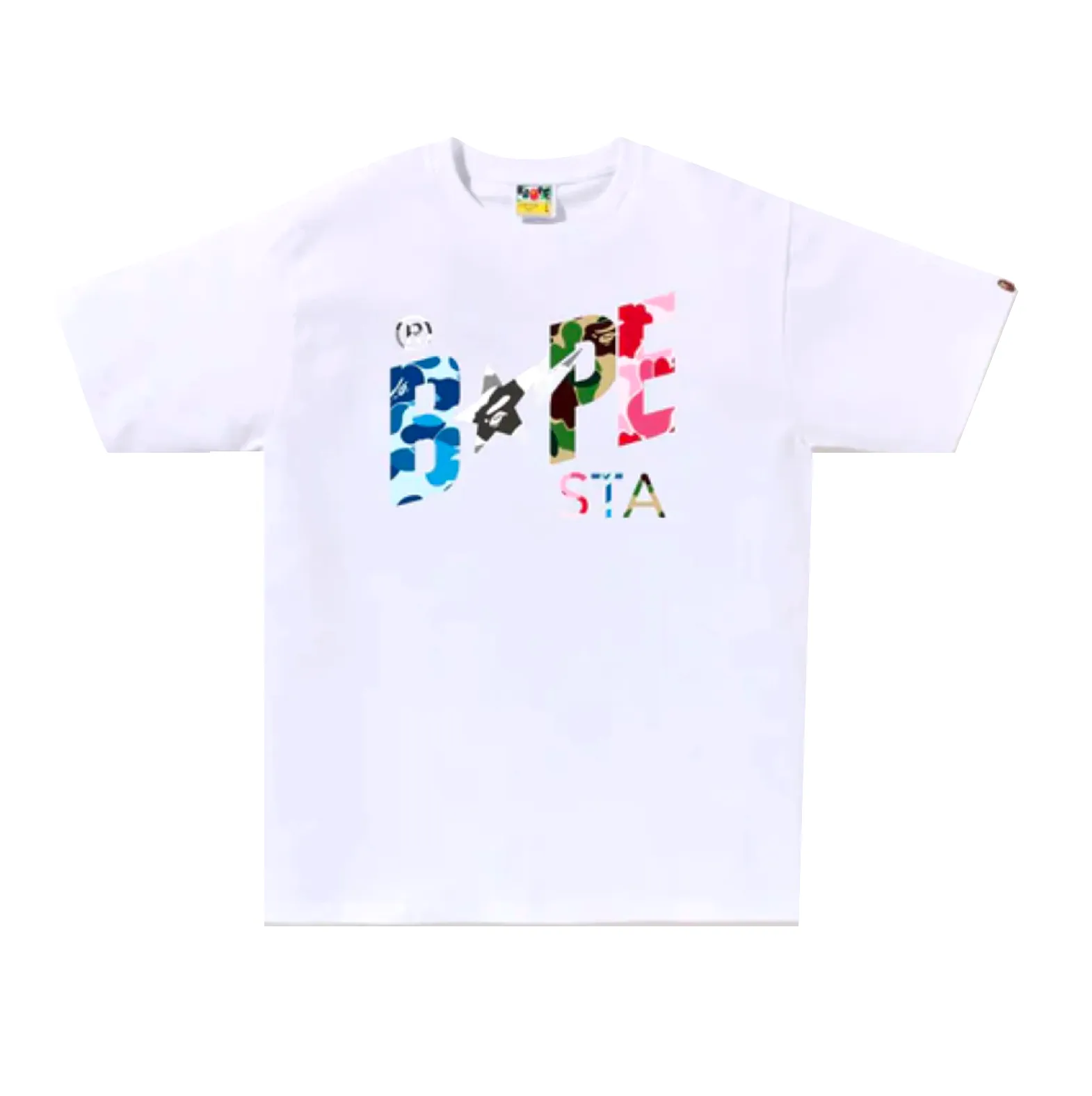 A BATHING APE ABC CAMO CRAZY BAPE STA LOGO TEE - WHITE