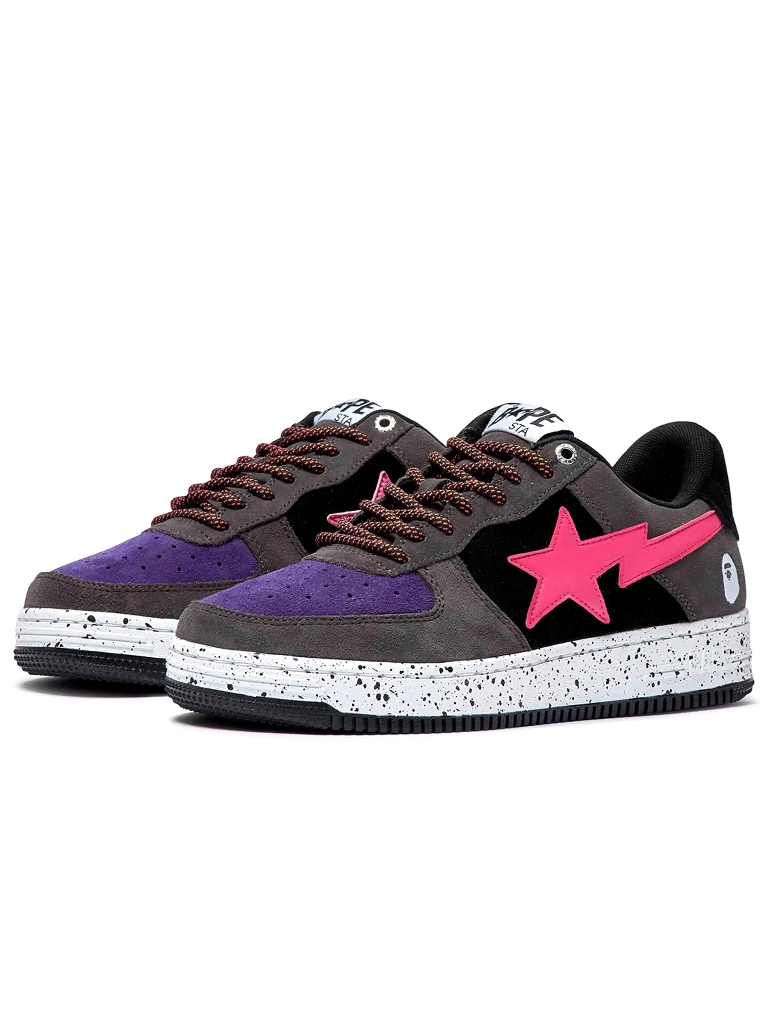 A Bathing Ape Bape Sta Black Grey Pink Suede