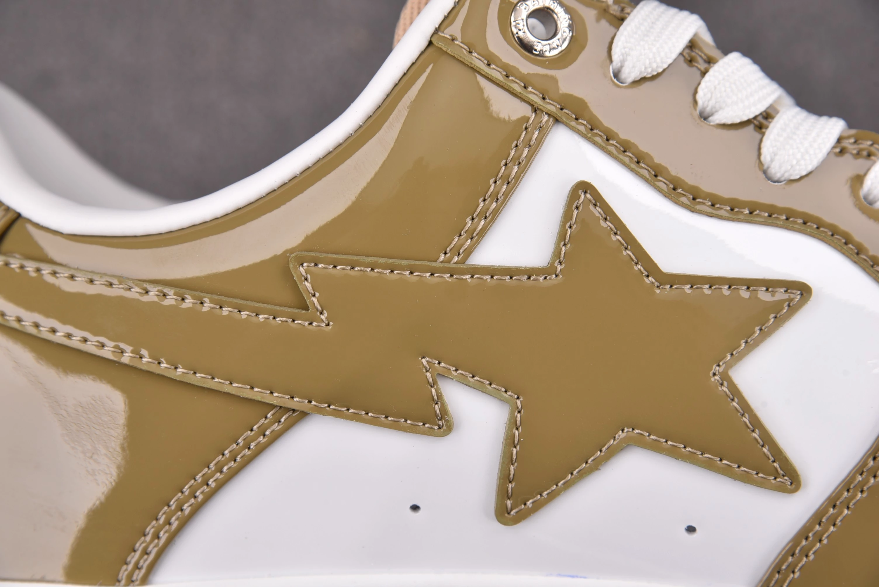 A Bathing Ape Bape Sta Patent Leather White Khaki (2023)