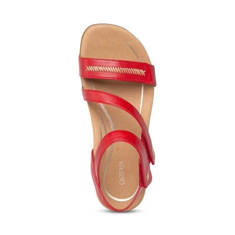 Aetrex Gabby Adjustable Quarter Strap Sandal Red