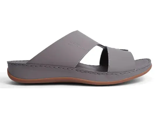 Aetrex Matte Leather Handstitched Metal Free Men Sandal Stone