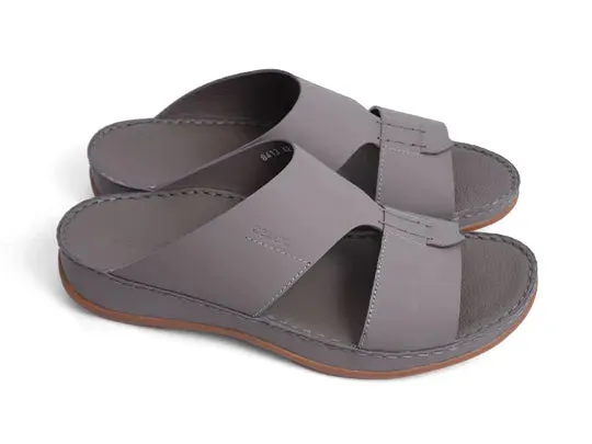 Aetrex Matte Leather Handstitched Metal Free Men Sandal Stone