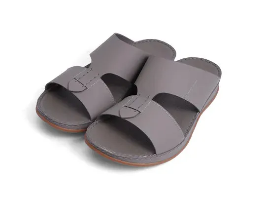 Aetrex Matte Leather Handstitched Metal Free Men Sandal Stone