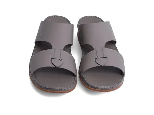 Aetrex Matte Leather Handstitched Metal Free Men Sandal Stone