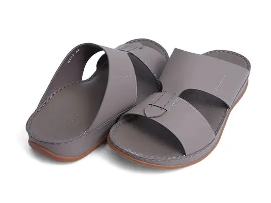 Aetrex Matte Leather Handstitched Metal Free Men Sandal Stone