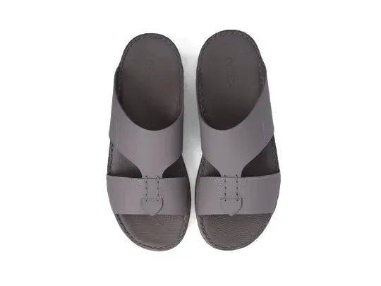 Aetrex Matte Leather Handstitched Metal Free Men Sandal Stone