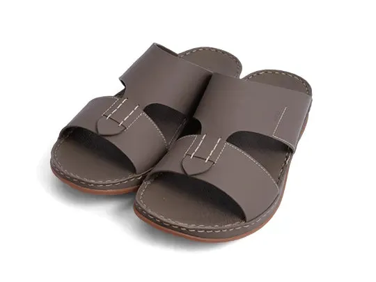 Aetrex Matte Leather Handstitched Metal Free Men Sandal Truffle