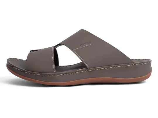 Aetrex Matte Leather Handstitched Metal Free Men Sandal Truffle