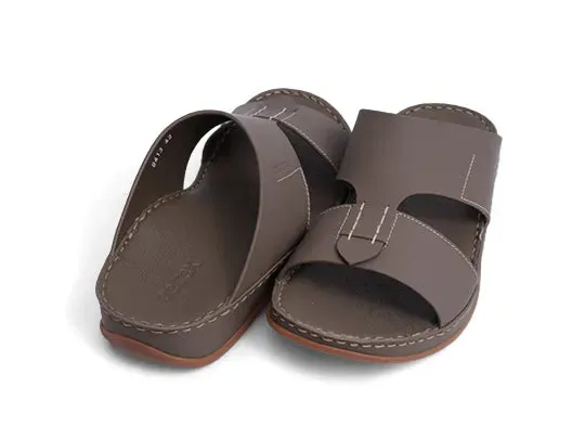 Aetrex Matte Leather Handstitched Metal Free Men Sandal Truffle