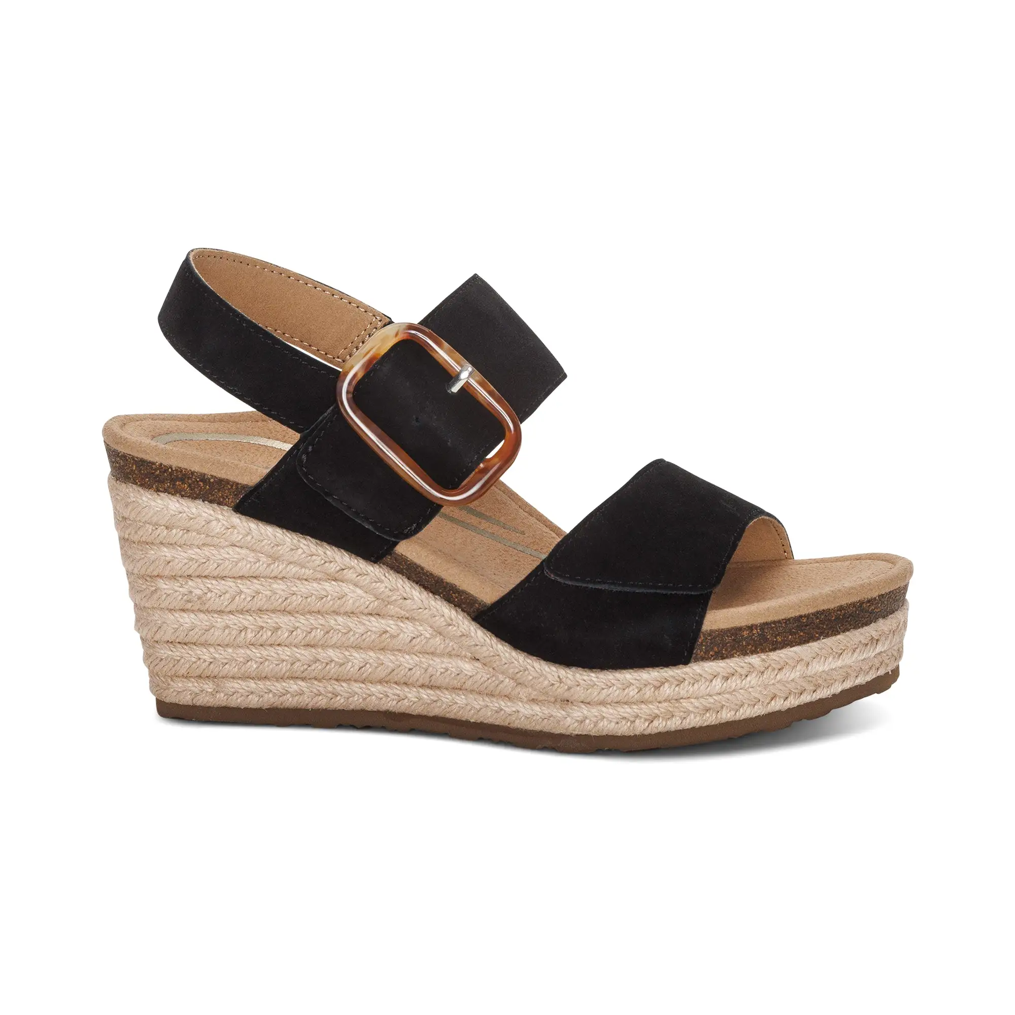 Aetrex Women's Ashley Espadrille Wedge Black