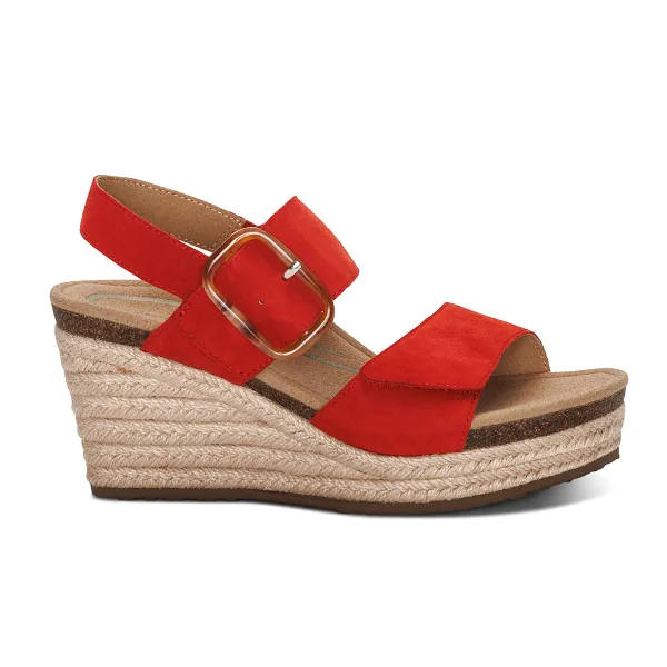 Aetrex Women's Ashley Espadrille Wedge Poppy