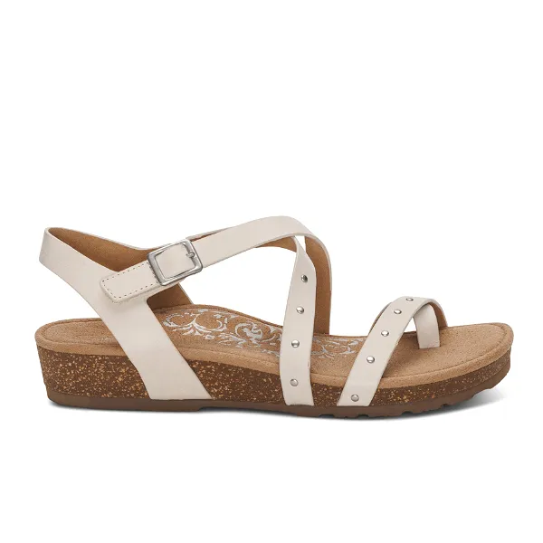 Aetrex Women's Lauren Adjustable Cross Band Sandal Ivory