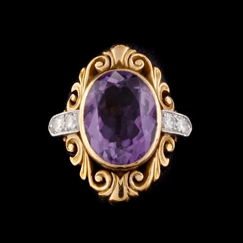 Amethyst & Diamond 18KT Ring