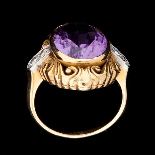 Amethyst & Diamond 18KT Ring