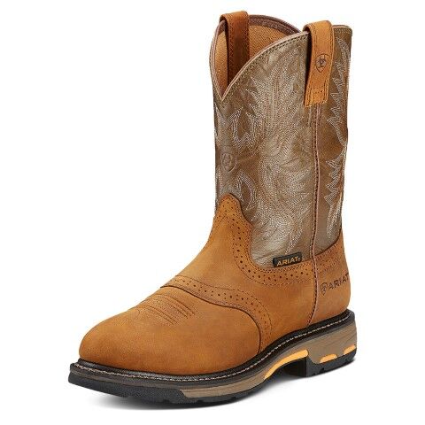 Ariat Men's WorkHog Pull On Work Boot in Aged Bark