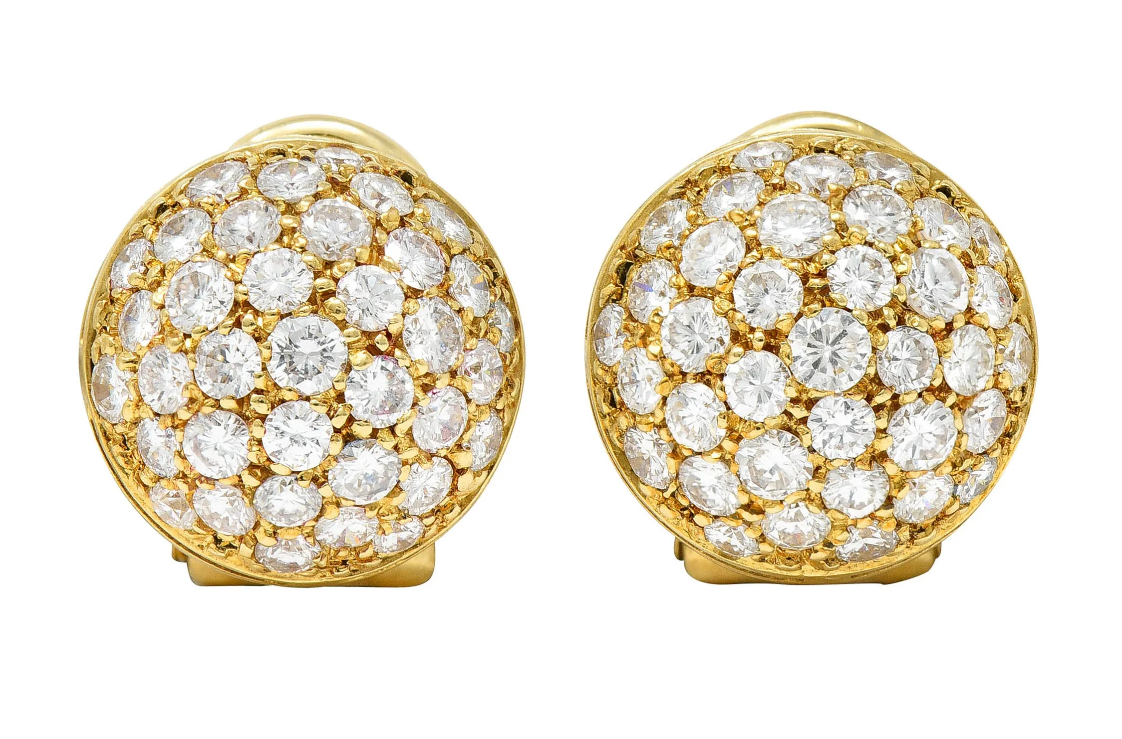 Cartier 1.10 CTW Pave Diamond 18 Karat Gold Dome Ear-Clip Earrings