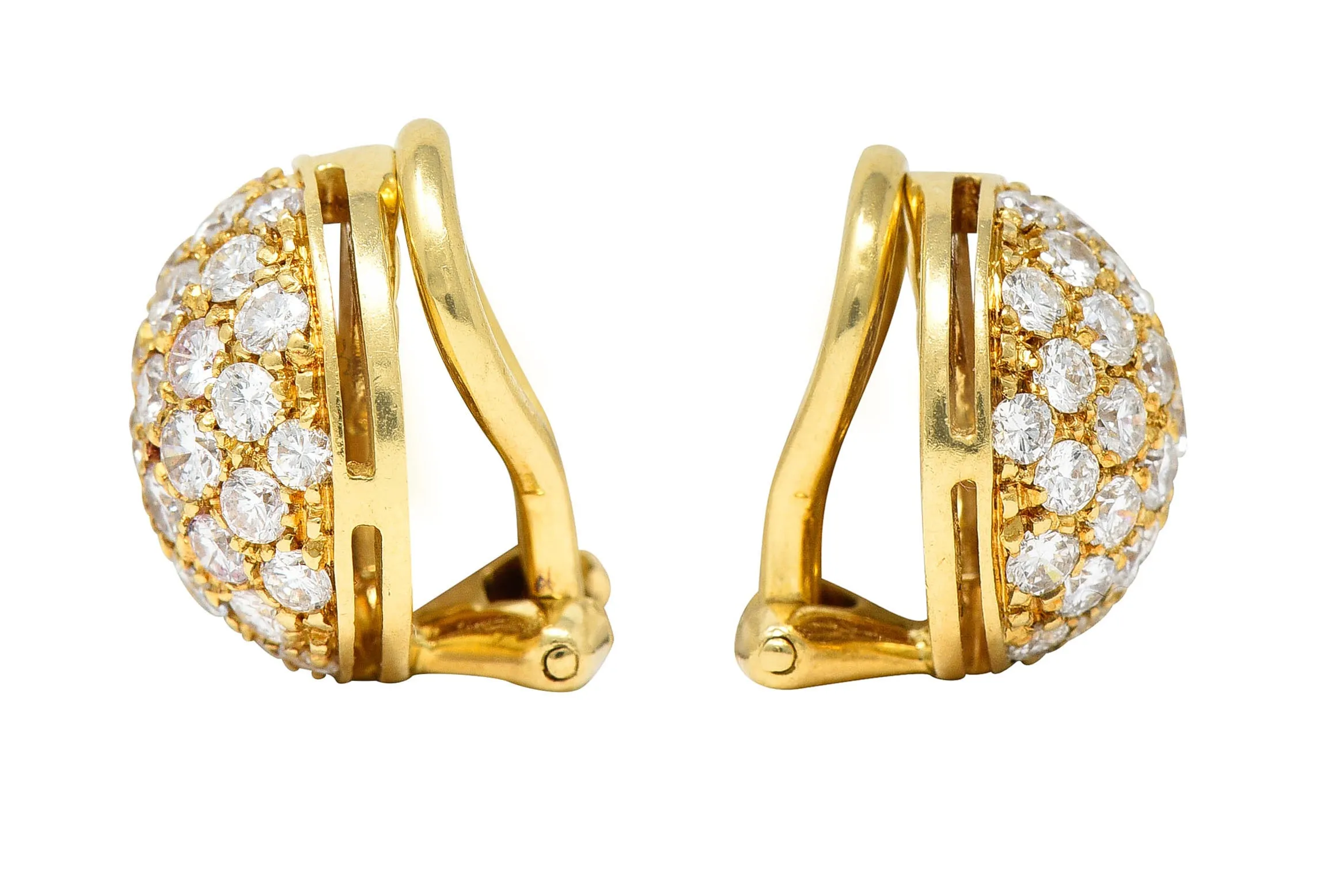 Cartier 1.10 CTW Pave Diamond 18 Karat Gold Dome Ear-Clip Earrings