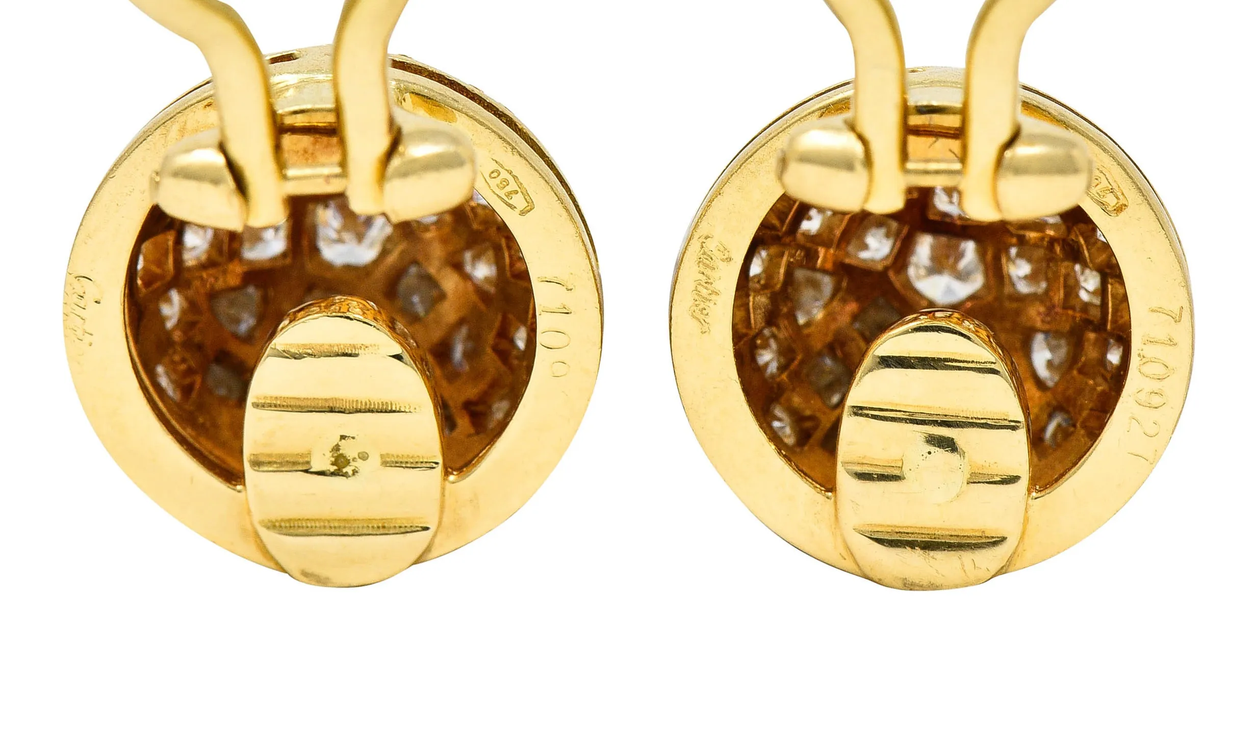 Cartier 1.10 CTW Pave Diamond 18 Karat Gold Dome Ear-Clip Earrings