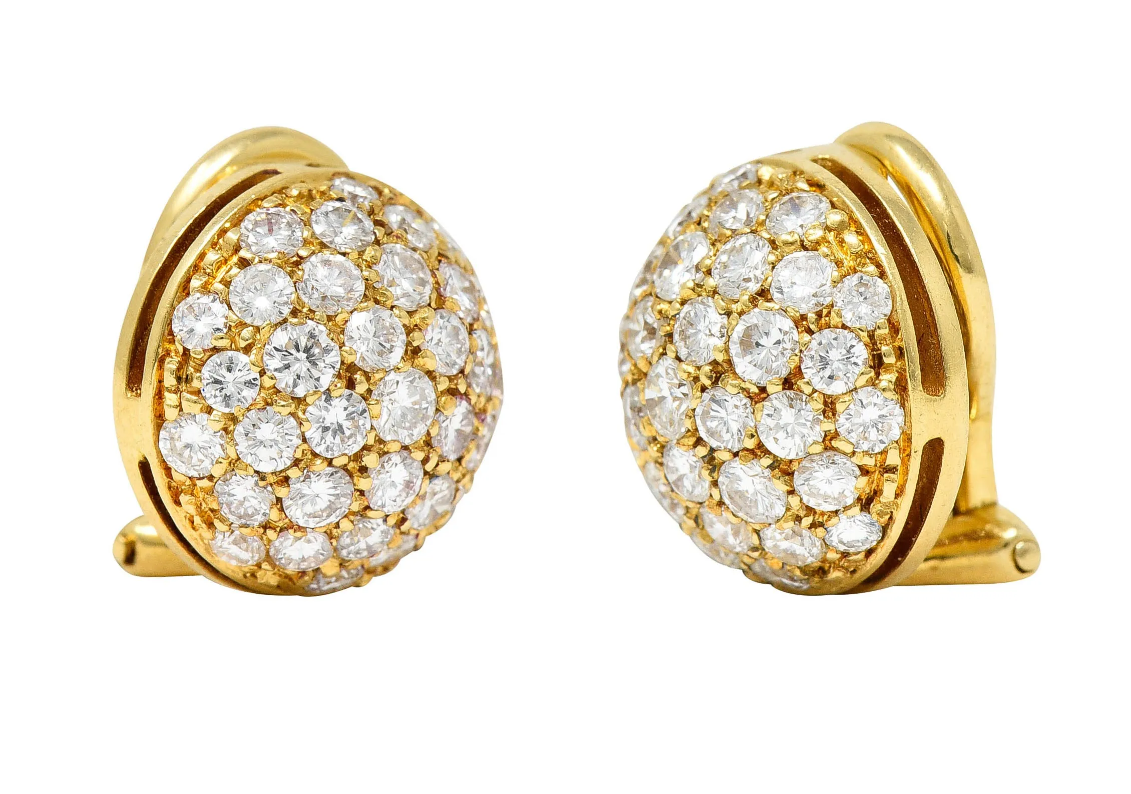 Cartier 1.10 CTW Pave Diamond 18 Karat Gold Dome Ear-Clip Earrings