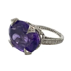 Cathy Waterman Platinum Amethyst Diamond Ring