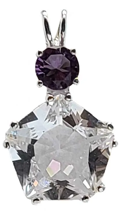 Clear Quartz Star of Venus? with Round Cut Amethyst