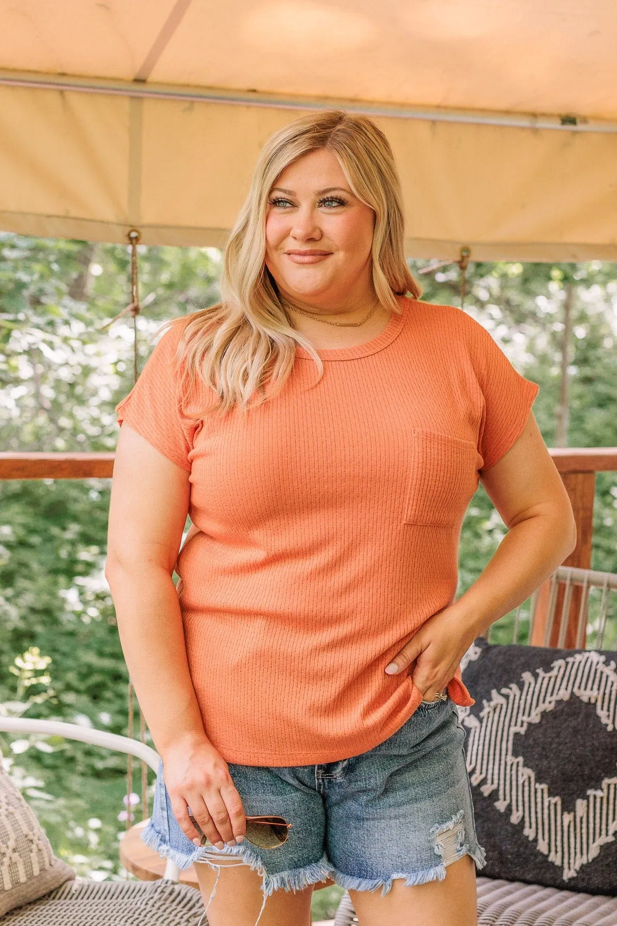 Comfy By The Campfire Knit Top- Orange