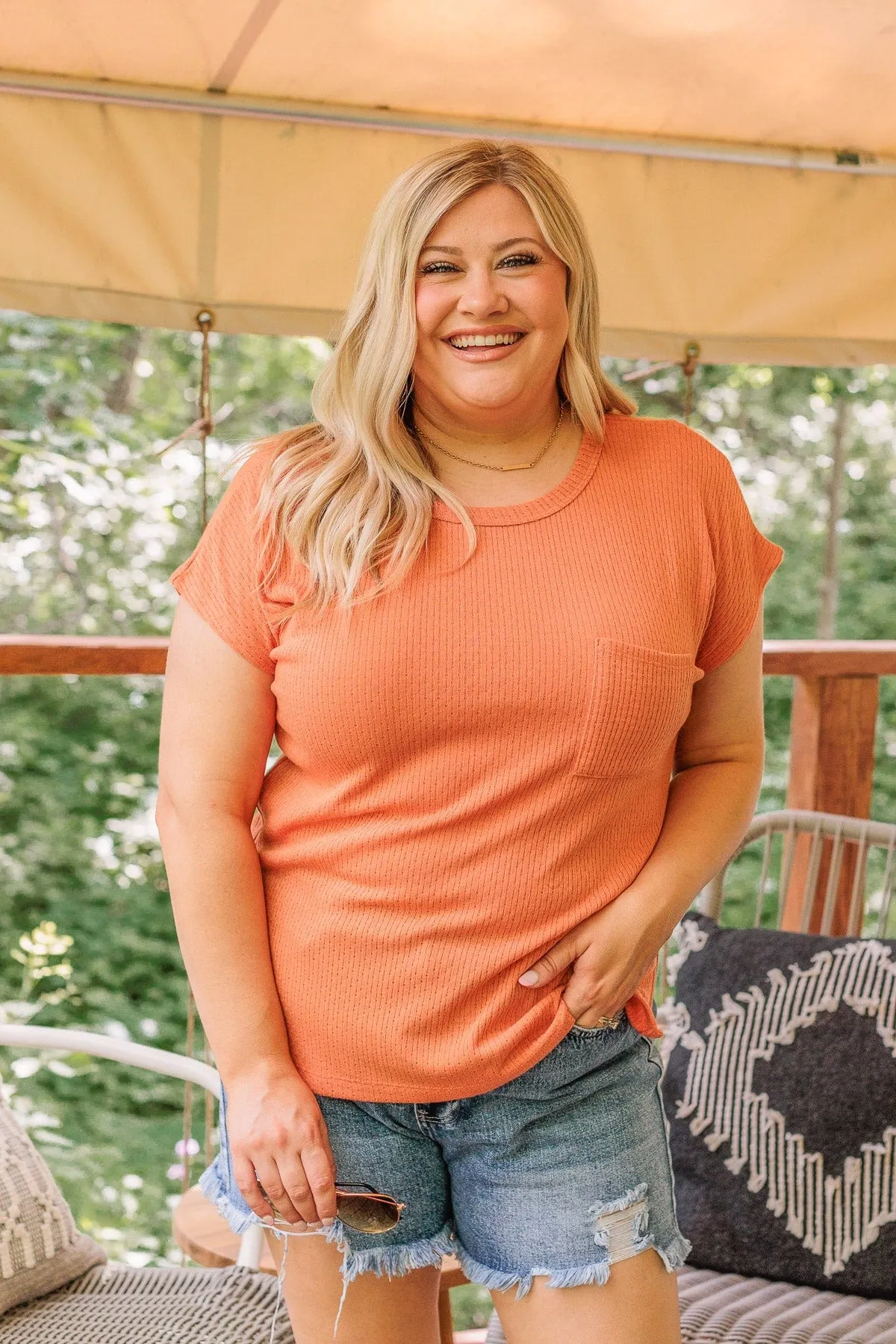 Comfy By The Campfire Knit Top- Orange