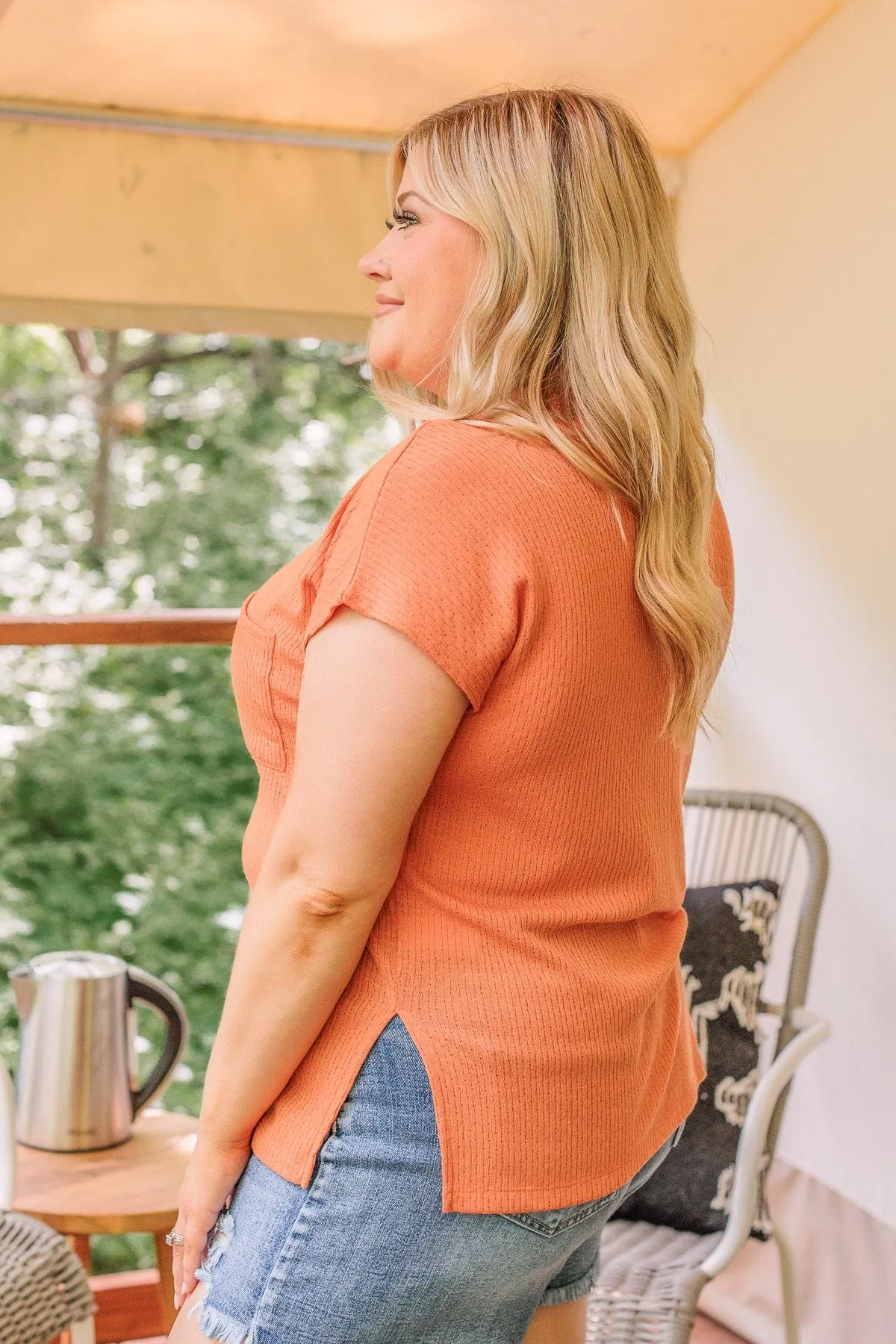 Comfy By The Campfire Knit Top- Orange