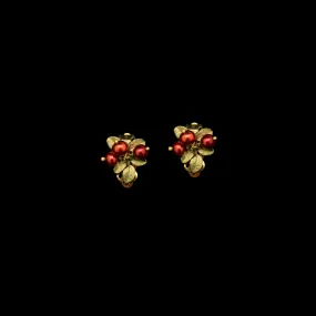 Cranberry 3 Stone Clip Earrings by Michael Michaud