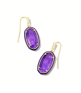 Dani Gold Enamel Framed Drop Earrings in Amethyst