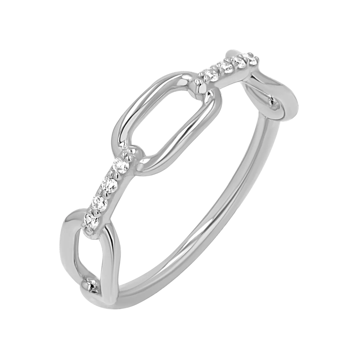 Diamond Bar Paper Clip Link Ring