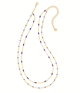 Dottie Gold Multi Strand Necklace in Amethyst