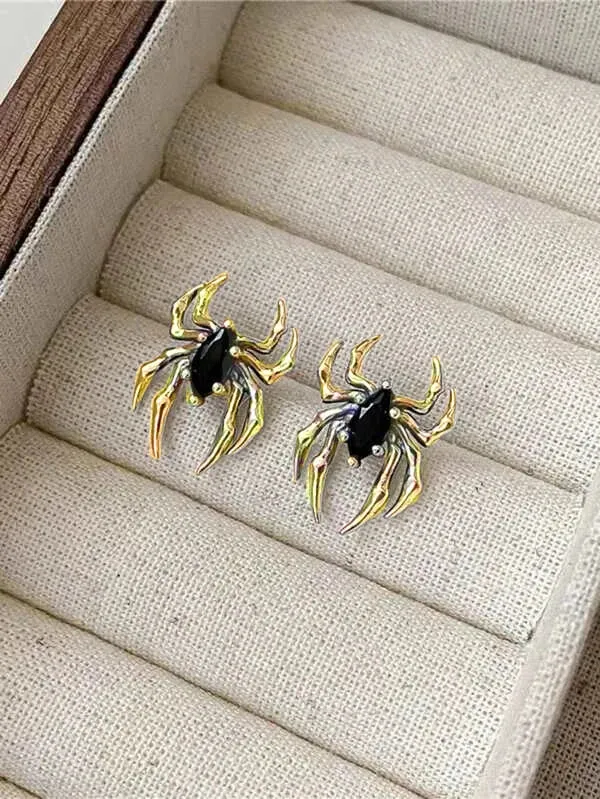 Fashion Big spider Shaped Earrings Punk Gothic Style insect Clip Ear Jewelry