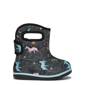 Infant Girl Bogs Baby Bogs II Horses in Dark Grey Multi