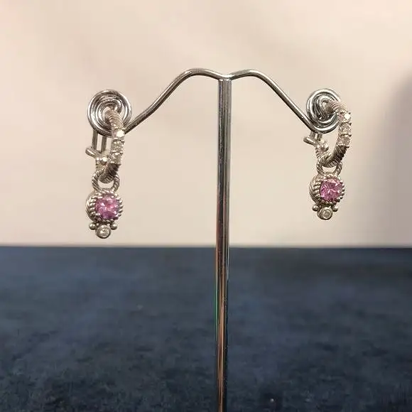 Judith Ripka Sterling Amethyst Dangling Earrings