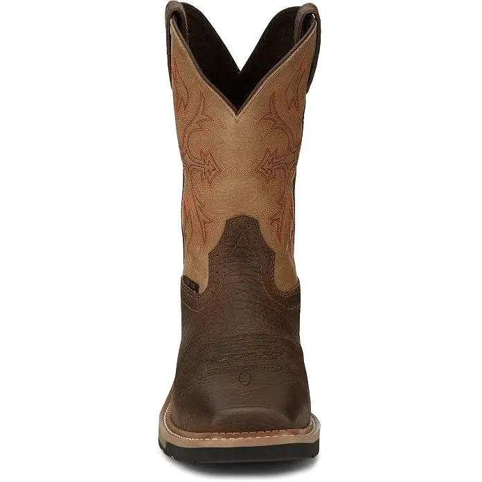 Justin Men's Bolt 11 Comp Toe WP Western Work Boot -Brown- SE4103